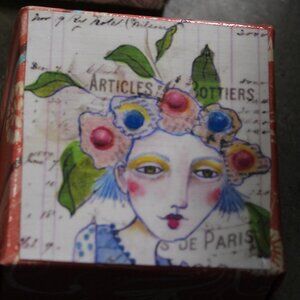 Tiny OOAK Art Piece Ring Box W/ Beautiful Lady